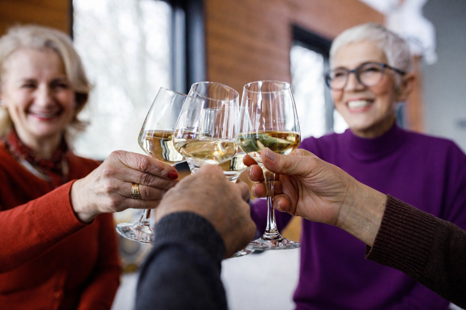 A toast with wine glasses