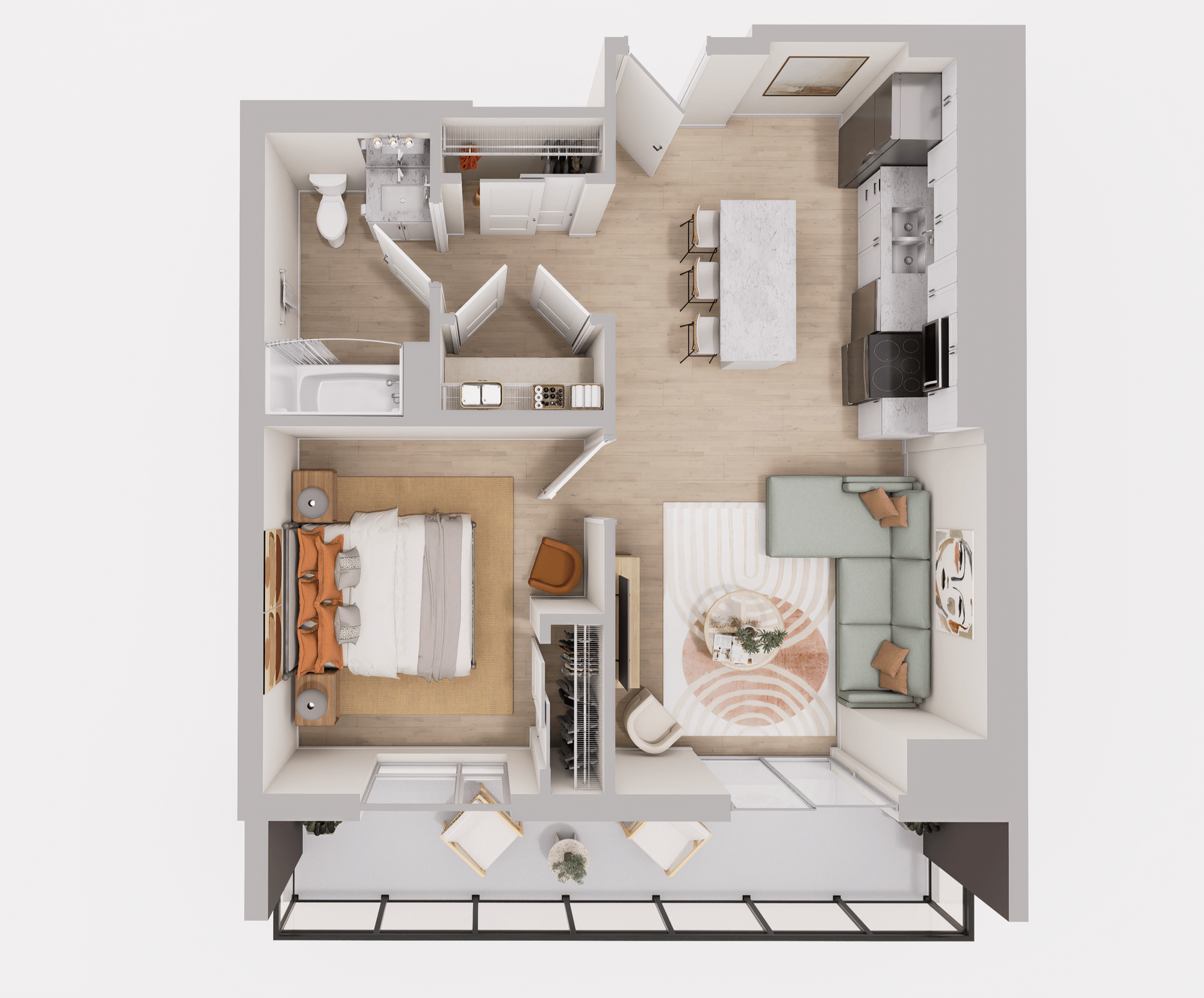 Unit B2 - Riverbend - Spencer Place Apartments Floor Plan-1