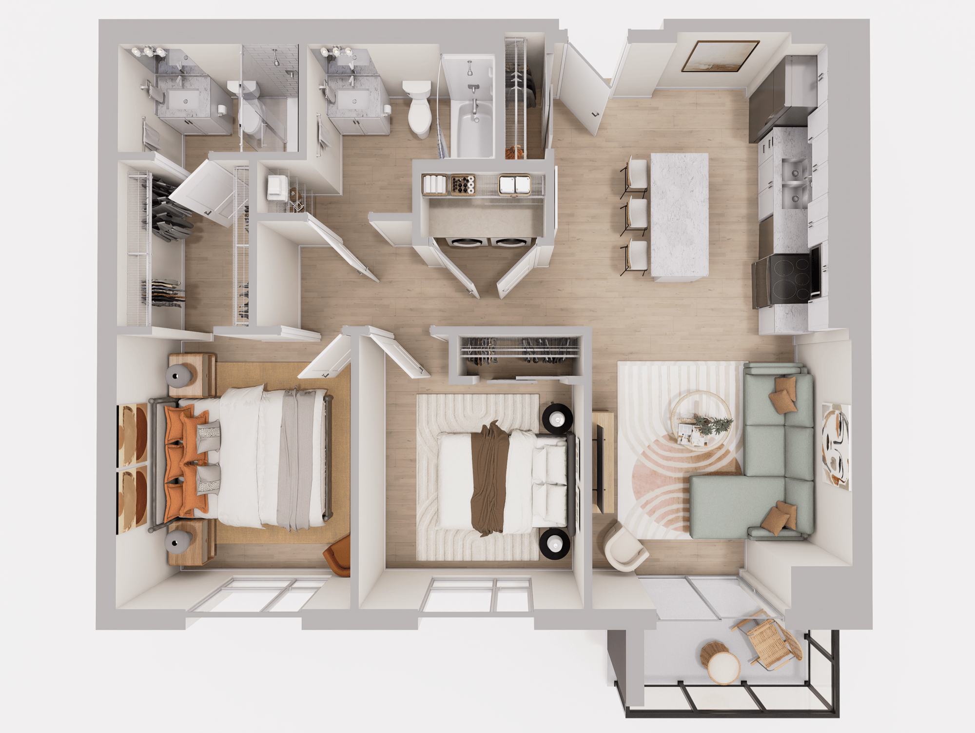 Unit D2 - Maple Lane - Spencer Place Apartments Floor Plan-1