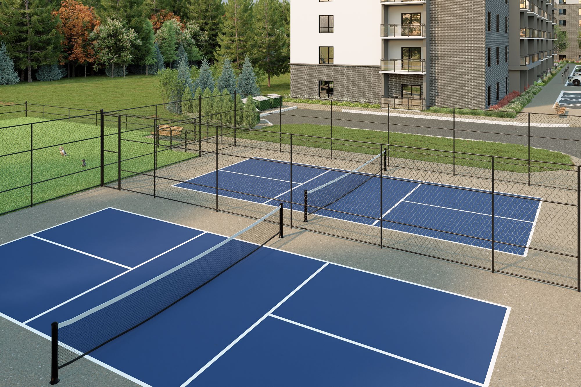 Spencer Place Apartments - Exterior Render (7) - Pickleball Court-1